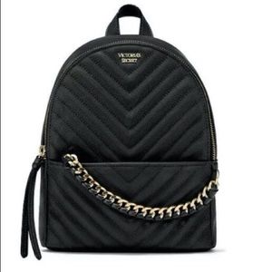 VS Black faux leather fashion backpack